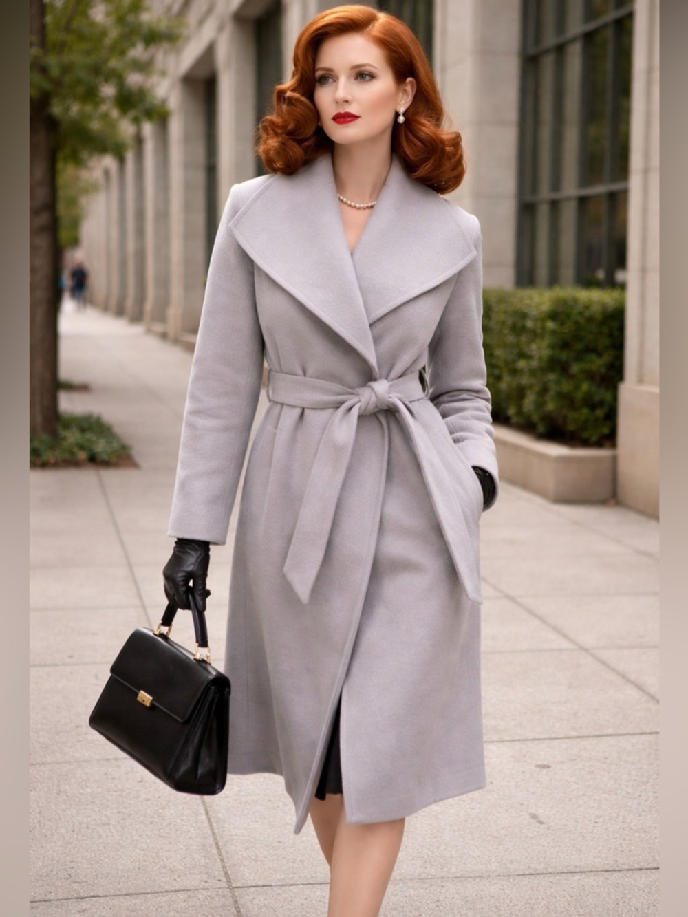 Club Monaco Tie-Belt Lavender Italian Wool Coat